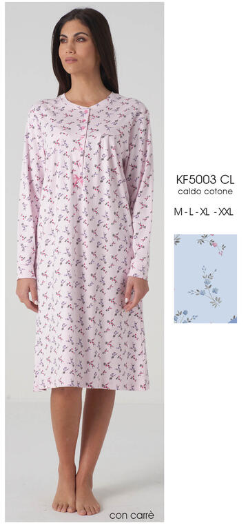 ART. KF5003 CL- camicia notte donna carre' m/l kf5003 cl - Fratelli Parenti